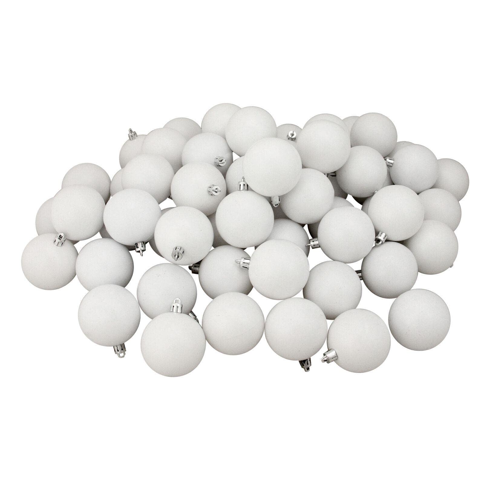 60-Pack Shatterproof Matte White Christmas Ball Ornaments 2.5 Inch (60mm) - Winter Holiday Tree Decorations for Indoor & Outdoor Use - Perfect for Xmas Trees, Wreaths, Mantels and Party Decorations