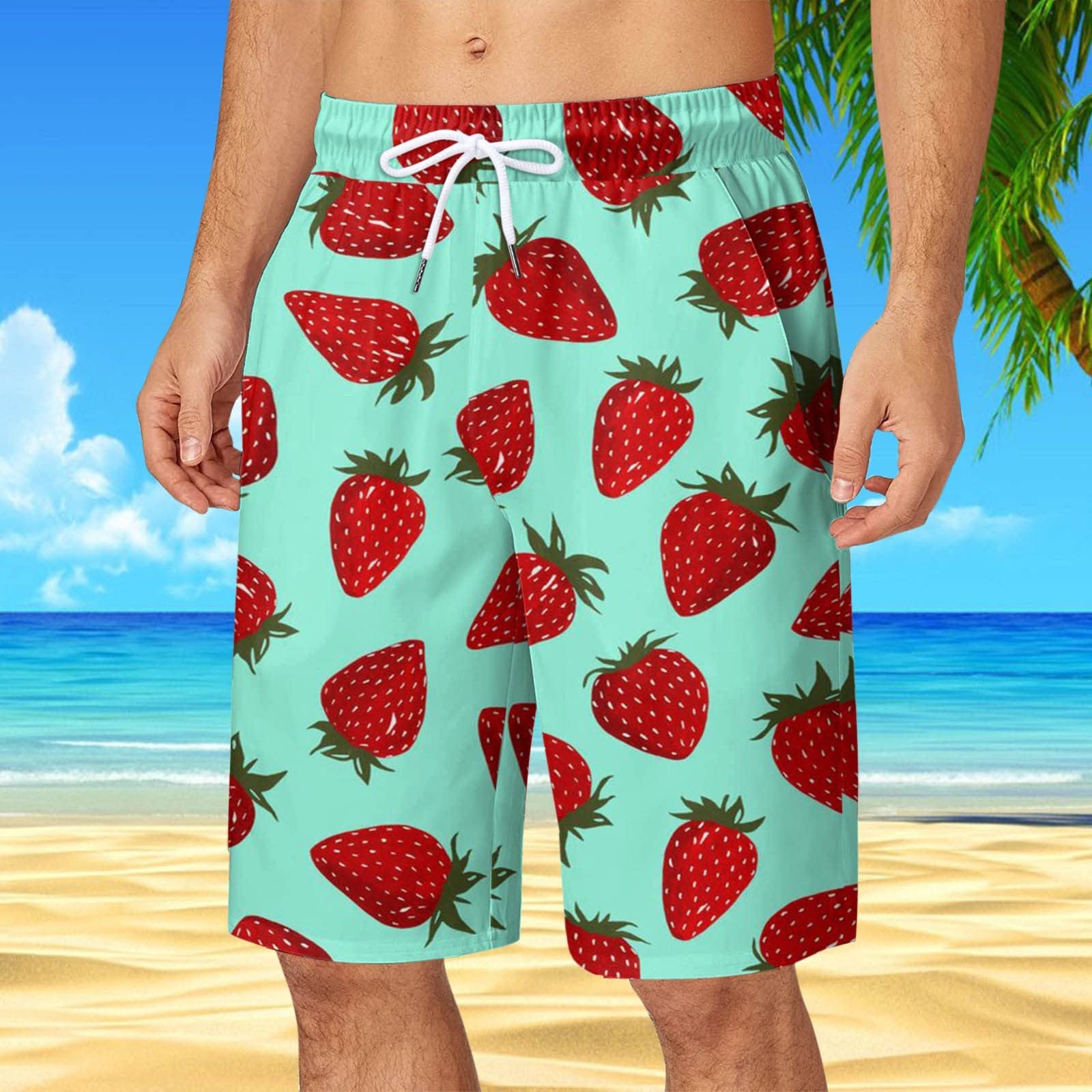 **Men's Hawaiian Print Running Shorts - Lightweight Moisture-Wicking Gym Shorts with Elastic Waist & Pockets - Classic-Fit Sports Short Pants for Workout, Jogging & Beach Vacation**