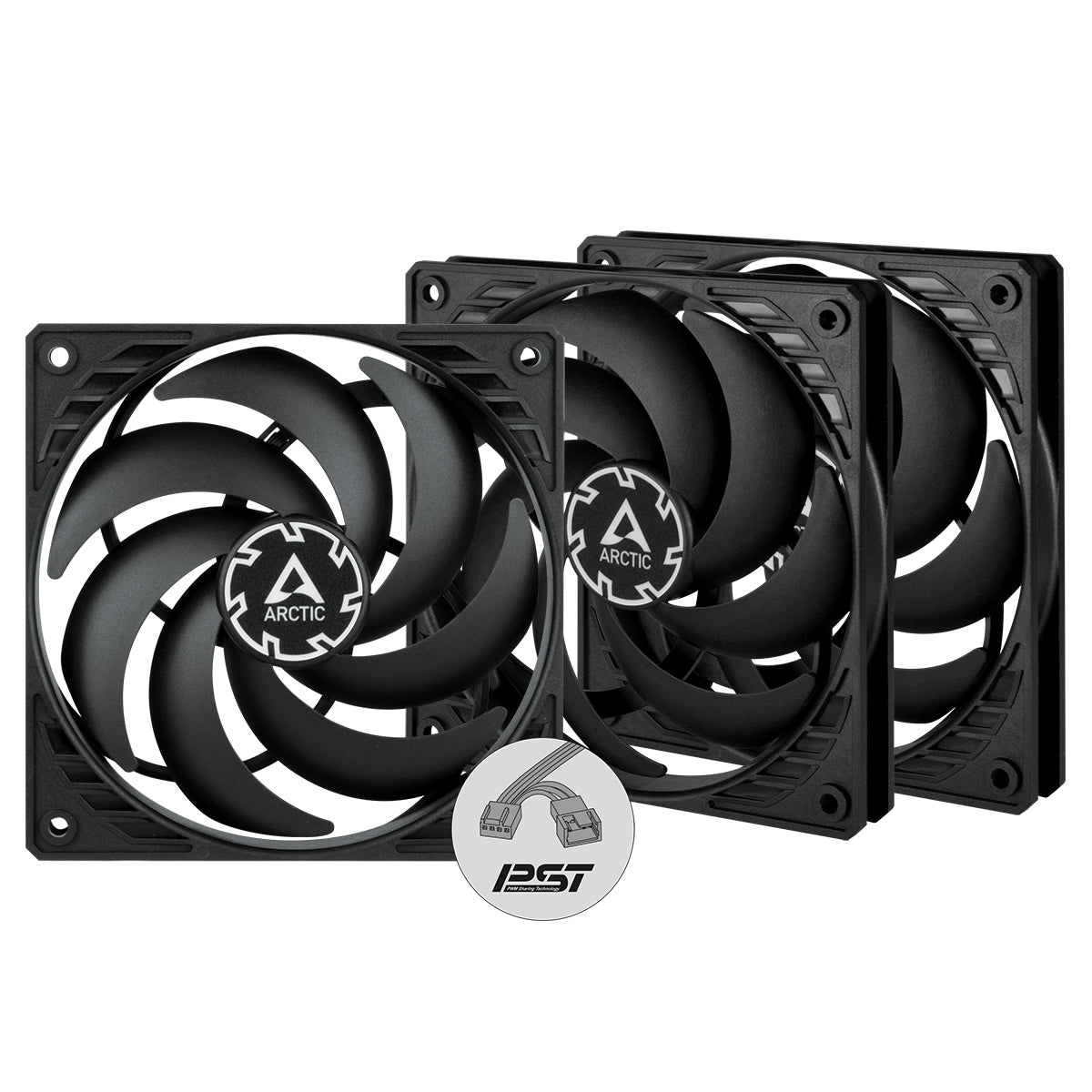 Arctic P12 Slim PWM PST 120mm Low Profile High Performance PC Cooling Fan - 3 Pack Black | Perfect for SFF Cases, Gaming Rigs & Silent Workstations