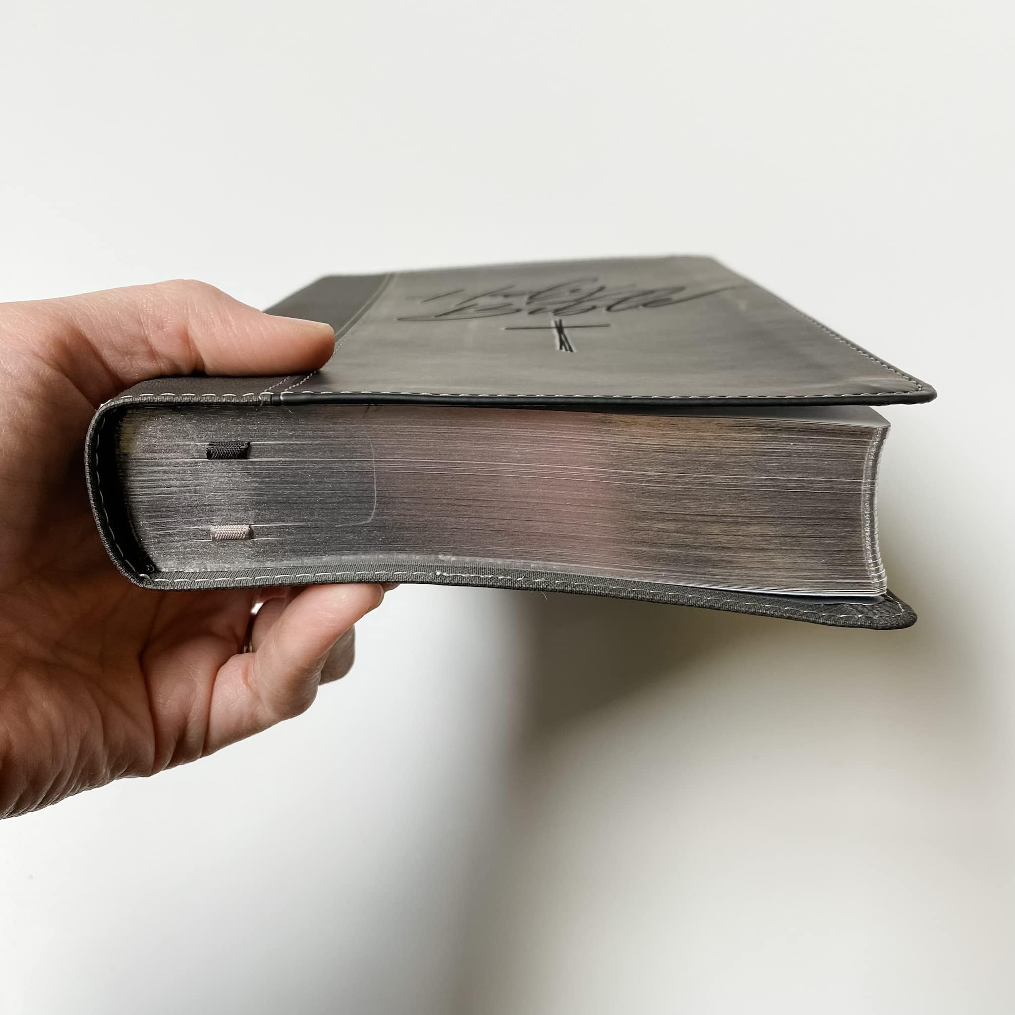 Personalized NIV Black/Gray Leathersoft Bible with Hand Lettering & Laser Engraving - Custom Name Engraving Available - Perfect Gift for Wedding, Baptism, Graduation, Birthday - Ideal for Church, Bible Study & Daily Devotion