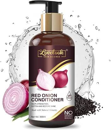Lovelook Red Onion Black Seed Oil Hair Conditioner - Natural Deep Conditioning Treatment for Hair Growth, Strengthening & Shine - 300ml for Men & Women - Perfect for Damaged, Dry & Frizzy Hair Care Routine