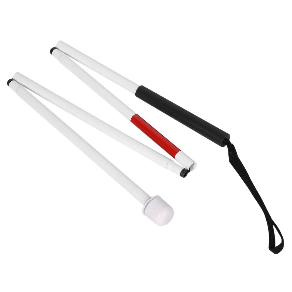 Foldable Aluminum Alloy Blind Walking Cane - 4-Section Adjustable 127cm White Cane for Visually Impaired - Ideal for Indoor/Outdoor Mobility & Navigation Assistance