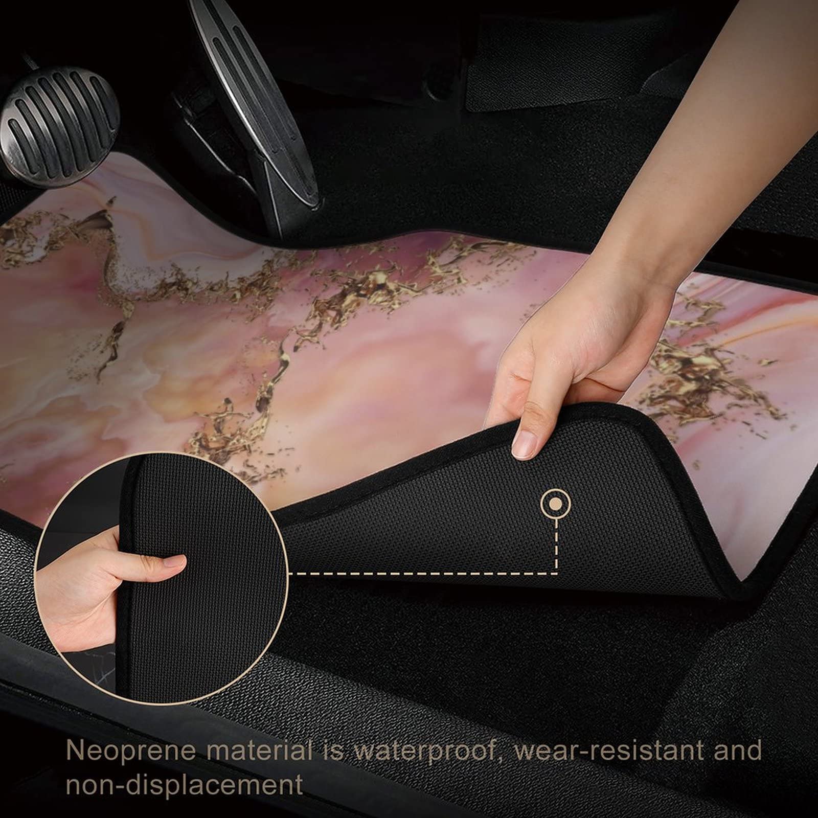 Rose Quartz & Pastel Pink Marble 4-Piece Car Floor Mats Set - Universal Fit for SUV, Sedan, Truck & Van | All-Weather Protection & Luxury Style | Perfect for Daily Commute, Road Trips & Family Vehicles