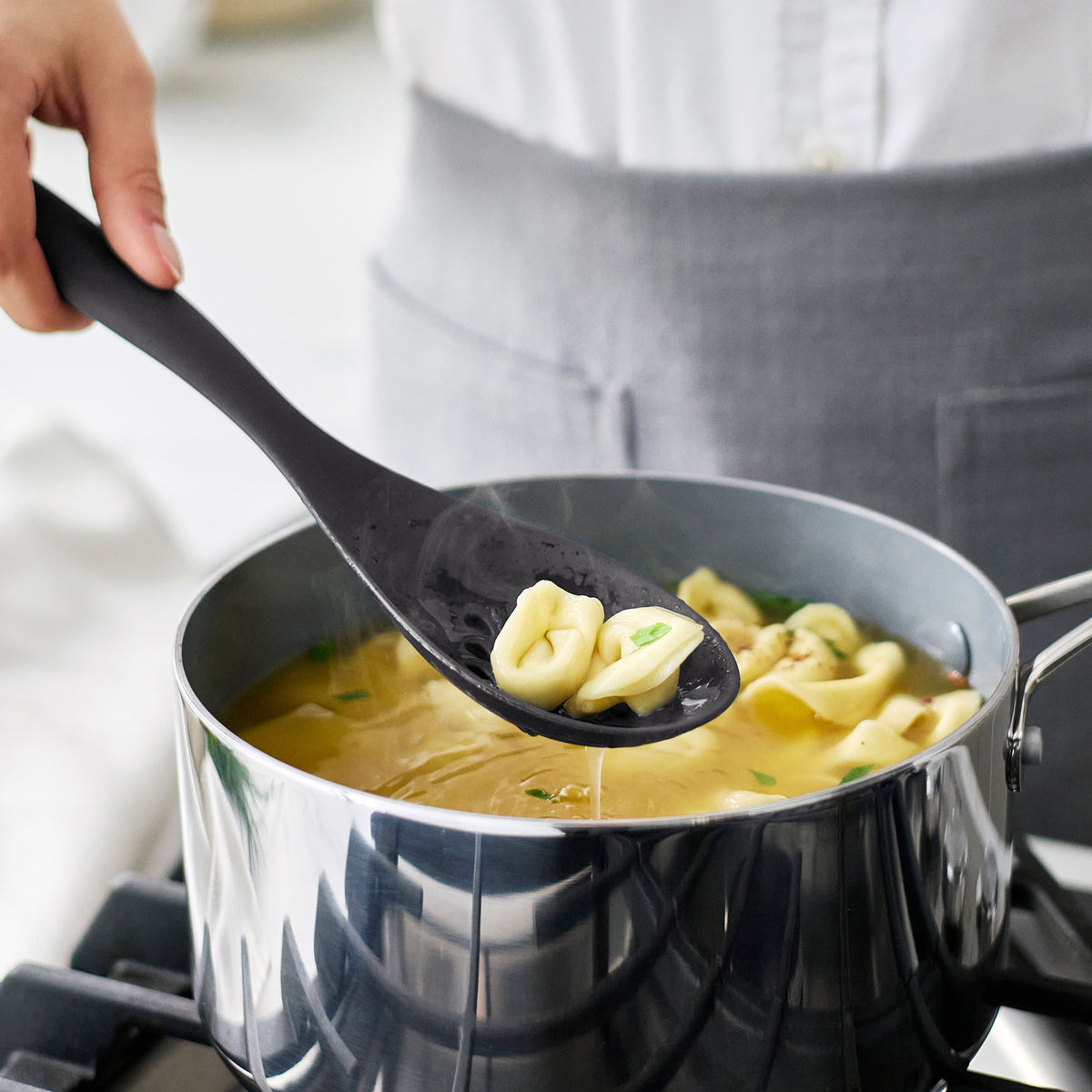 Premium Silicone Slotted Spoon - Heat-Resistant Kitchen Utensil for Cooking, Baking & Serving | Non-Slip Handle | Dishwasher Safe | Perfect for Pasta, Soup & Salad