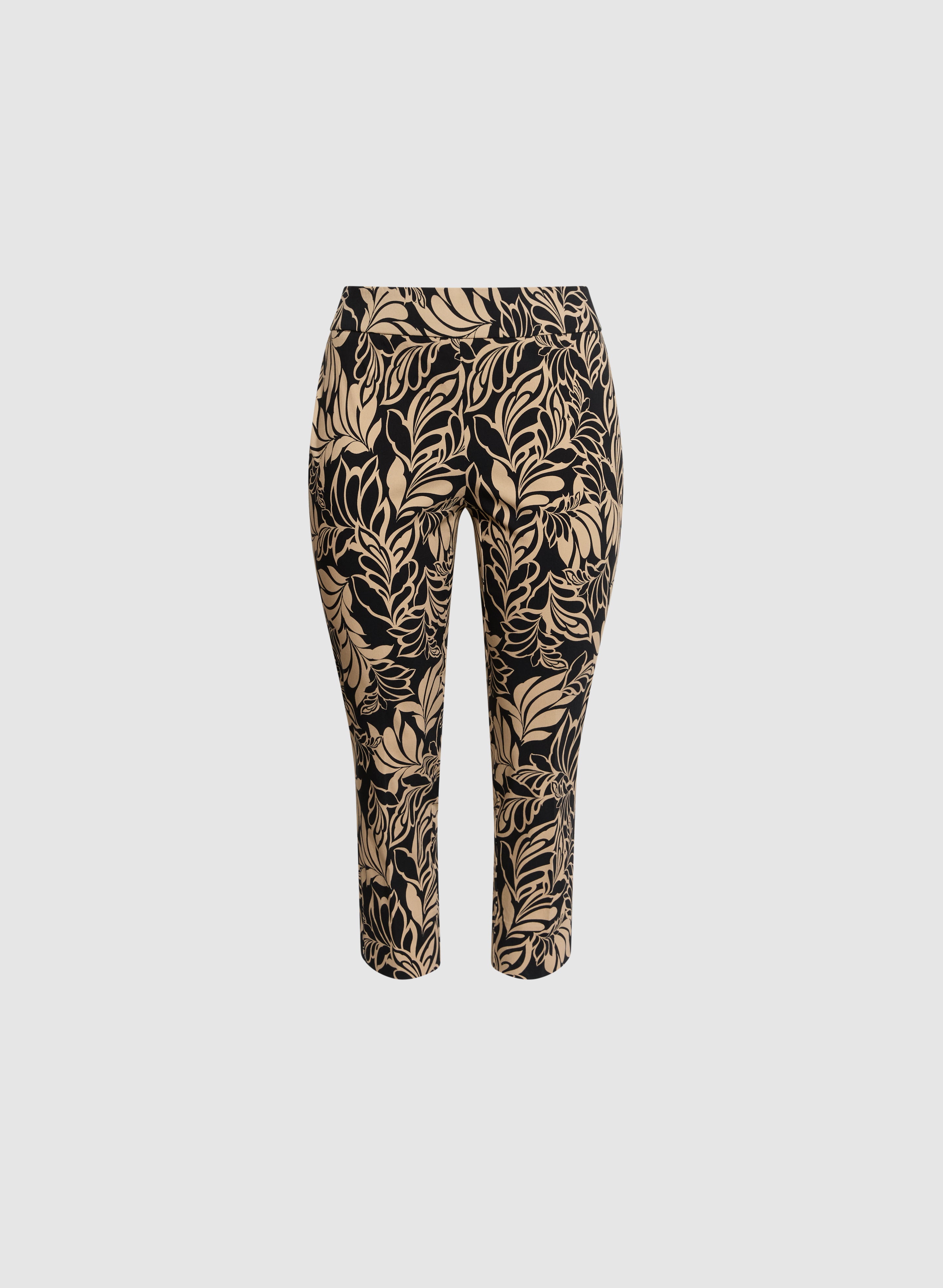 Floral Print Elastic Waist Ankle Pants for Women - Comfortable Stretch Pull-On Pants for Casual Wear, Work & Travel