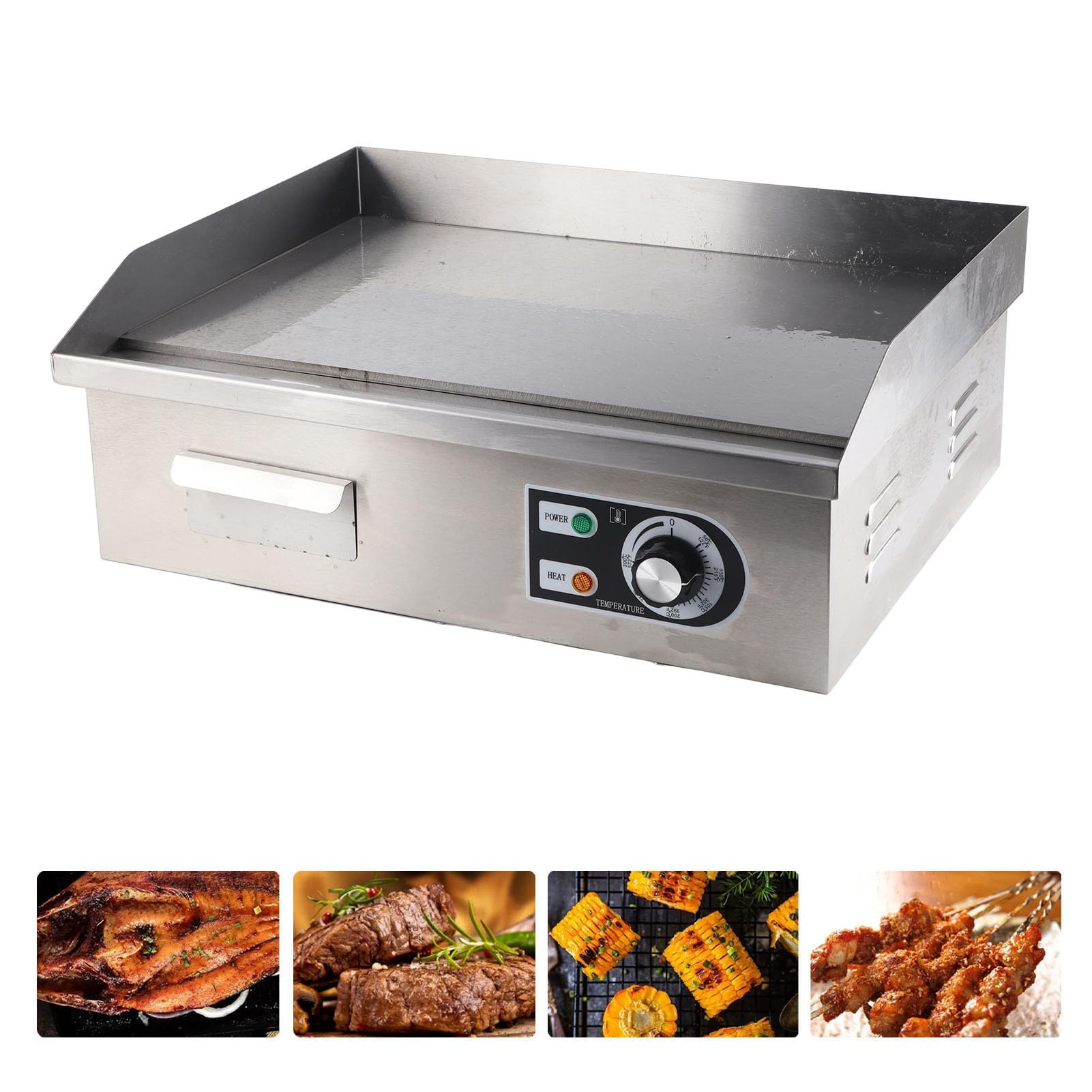 Fast Heating Electric Griddle - 2000W, Non-Stick, Adjustable Temp - Perfect for Restaurants & Home Cooking