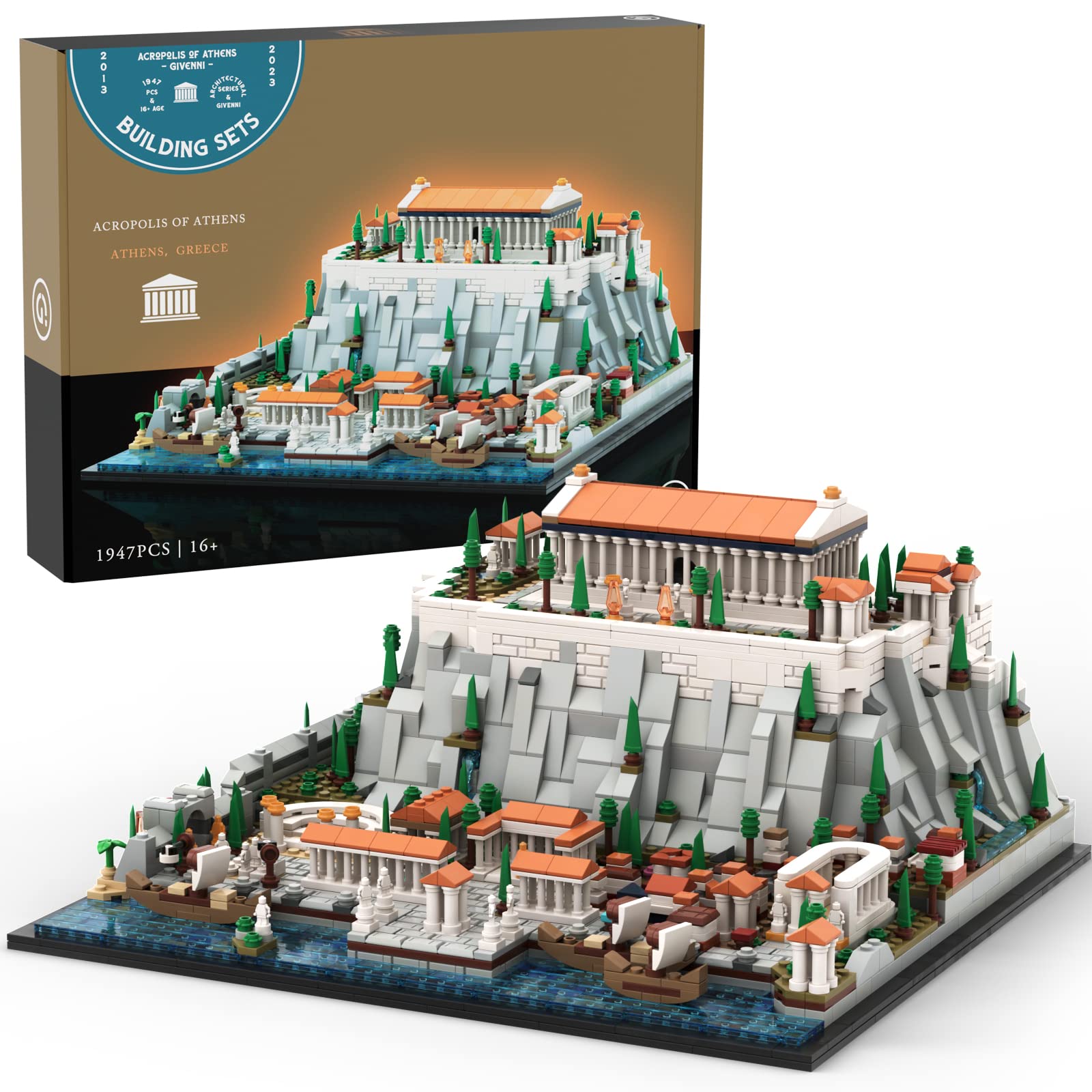 The Acropolis in Athens Architecture Landmark Building Set - 1947-Piece Collectible Model for Adults, Lego-Compatible | Perfect for Home Decor, Office Display & Greek History Enthusiasts