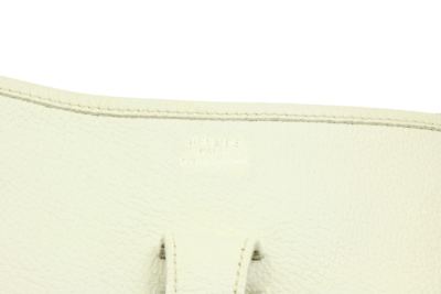 Authentic Hermes Evelyne GM Handbag in Parchment White Clemence Leather - Perfect for Work, Travel & Everyday Luxury