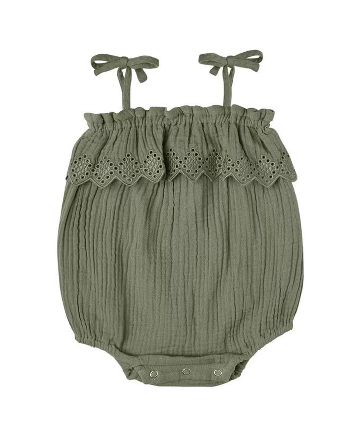 Symunnia Baby Girl Sleeveless Spaghetti Strap Romper - Ruffled Hollow Out Jumpsuit for Summer | Cute Sunsuit for Beach, Park & Outdoor Play