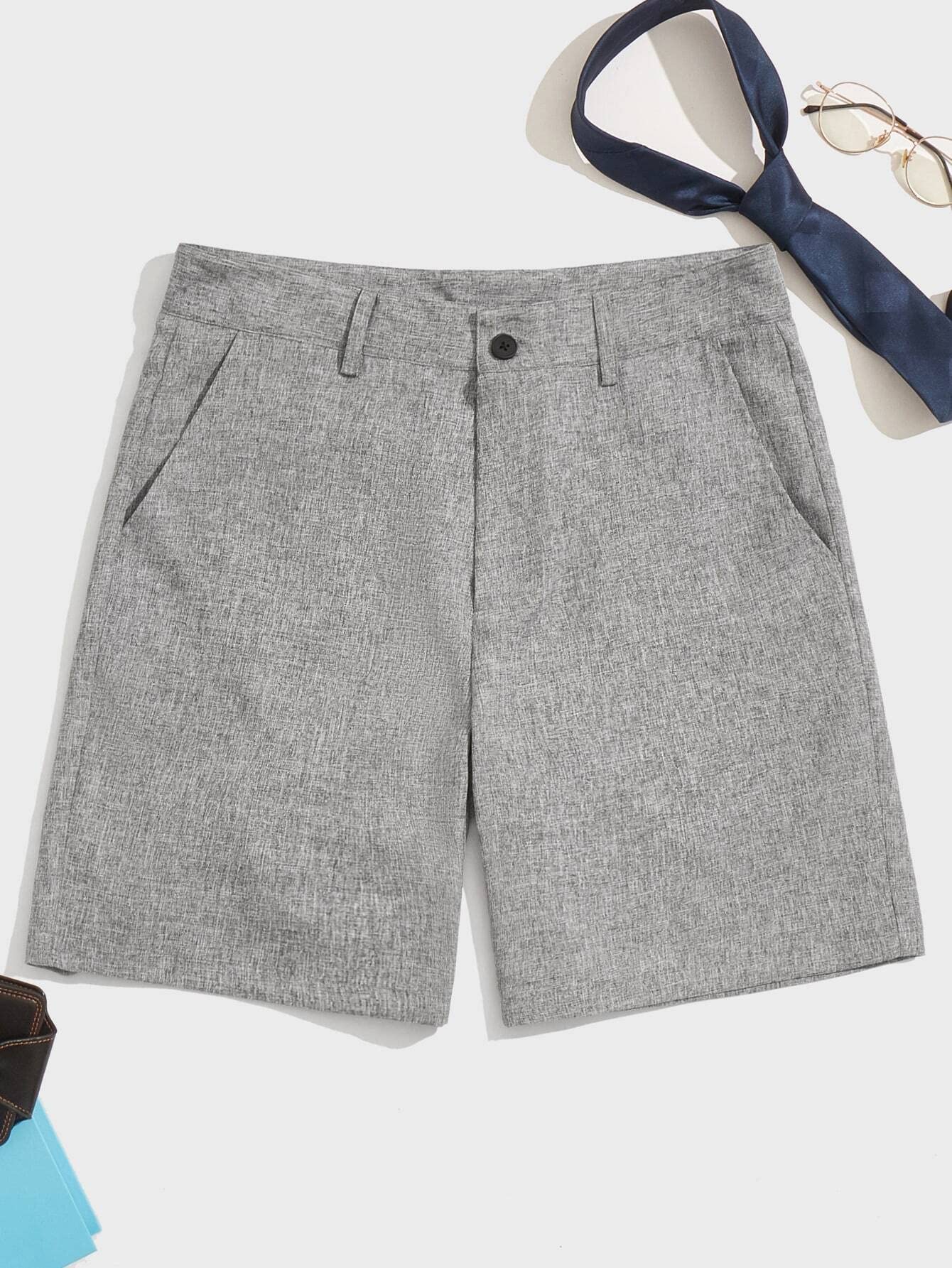 HDZWW Men's Casual Shorts with Slant Pockets & Button Zipper Fly - Breathable Summer Beach Shorts for Outdoor Activities (Grey, XL) - Perfect for Swimming, Vacation, and Relaxing