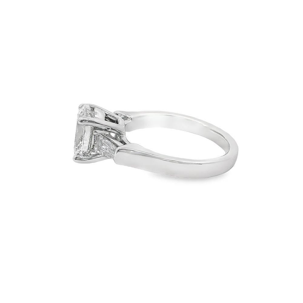 2.1ct Oval Lab Grown Diamond 14K White Gold Three Stone Engagement Ring for Women - Perfect Proposal, Anniversary & Wedding Jewelry Gift