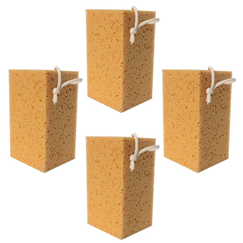 FAVOMOTO 4-Pack Multi-Purpose Cleaning Sponges - Heavy Duty Scrub Sponges for Car Wash, Kitchen, Bathroom & Household Cleaning - Non-Scratch Scrubbers for Dishes, Countertops, Auto Detailing & More