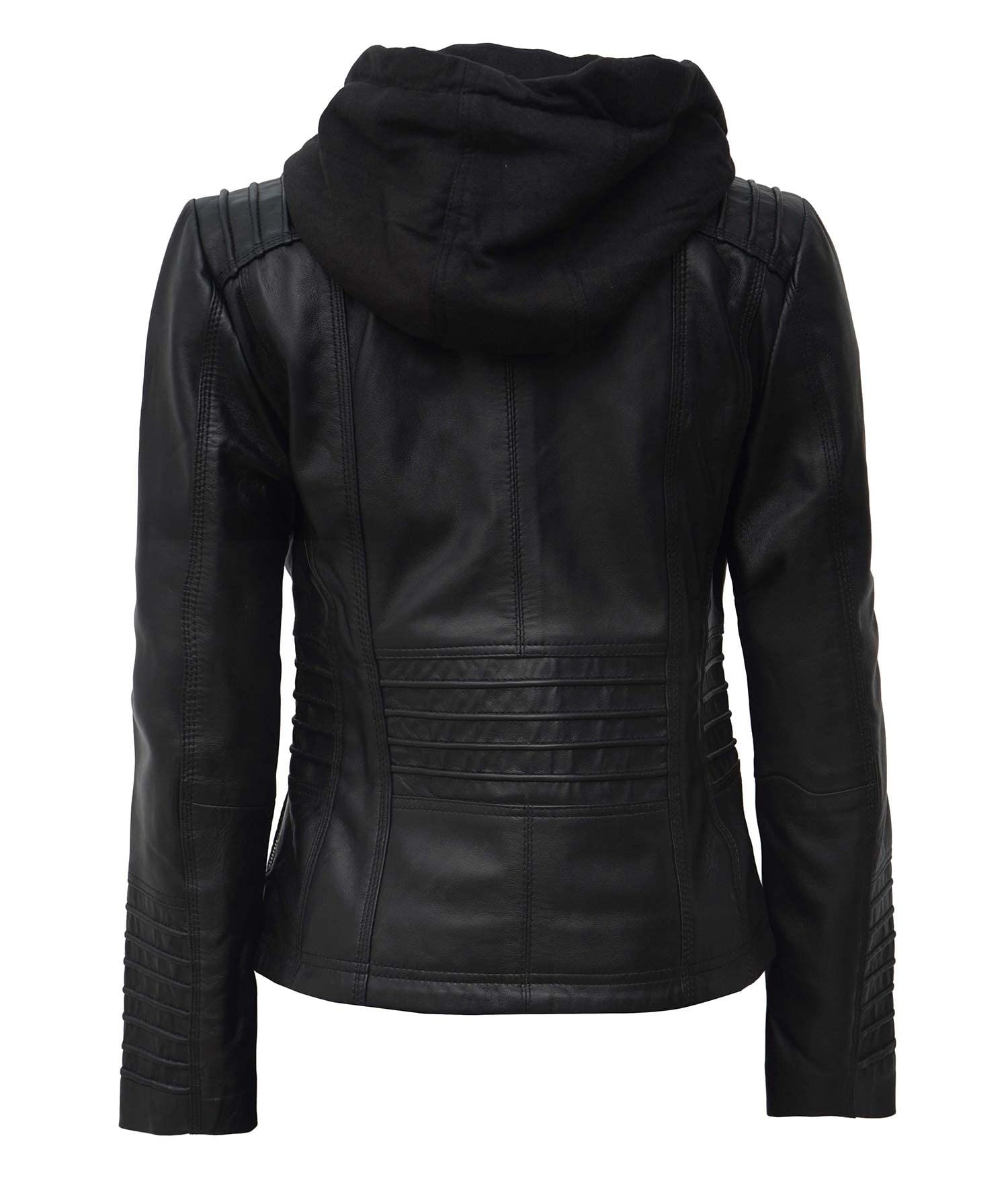 Genuine Lambskin Bomber Jacket for Women - Real Leather Jacket with Removable Hood | Stylish Outerwear for Casual Wear, Night Out & Fall Fashion