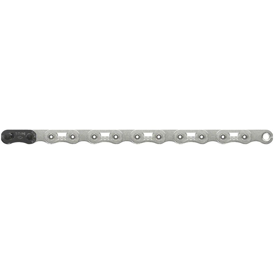 SRAM XX SL Eagle T-Type 12-Speed Flattop Chain - 126 Links, Hollow Pin, PowerLock Connector, PVD Coated Silver | High-Performance Mountain Bike Chain for Trail & Enduro Riding