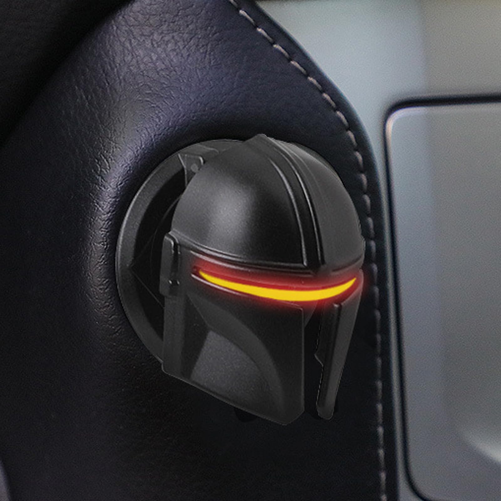 Star Wars The Mandalorian Car Push Start Button Cover - Universal Anti-Scratch Engine Ignition Switch Decoration Ring for Cars (Mando Design) - Perfect for Star Wars Fans & Custom Car Accessories