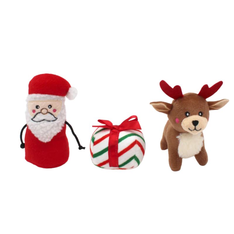 Zippy Paws Santa's Sleigh Dog Toy - Christmas Pet Chew Toy for Small & Large Dogs | Holiday Gift for Puppies & Adult Dogs | Fun Interactive Playtime & Chewing Activity