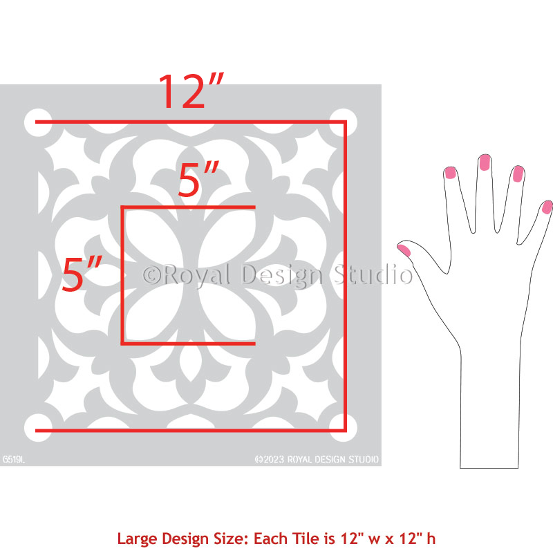 Alicante Tile Stencil - Reusable DIY Ceramic Stencils for Floor & Wall Tiles - Perfect for Home Decor, Bathroom, Kitchen & Backsplash Renovation Projects