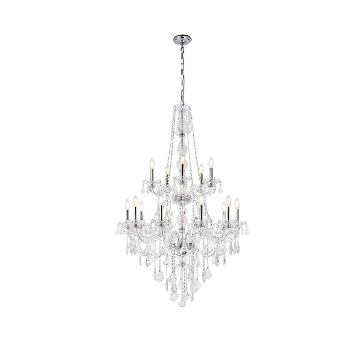 Verona 15-Light Chrome Chandelier with Clear Royal Cut Crystal - Elegant Dining Room & Foyer Lighting Fixture for Modern Homes