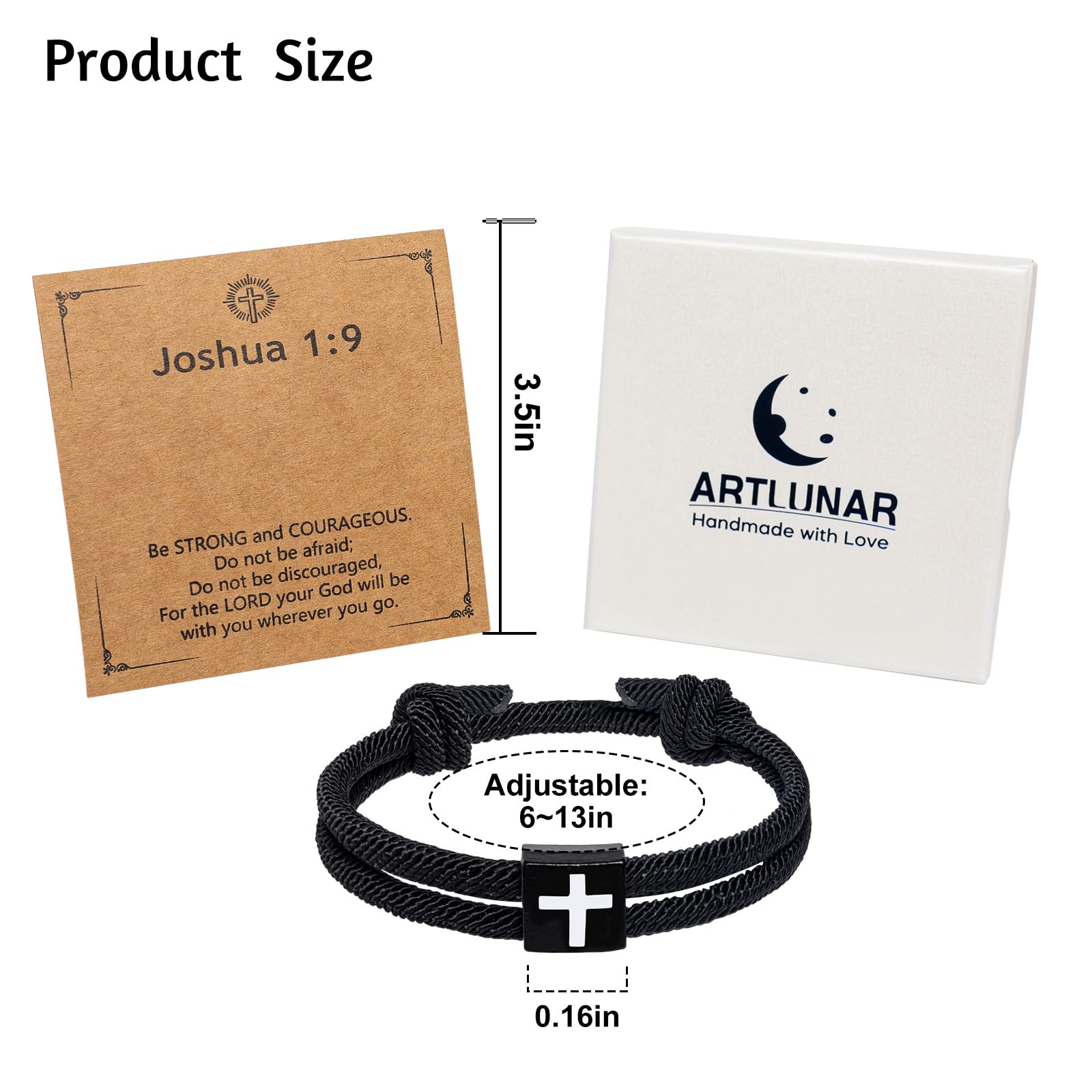 Inspirational Joshua 1:9 Cross Bracelet - Christian Gifts for Baptism & Confirmation - Easter Basket Stuffers for All Ages