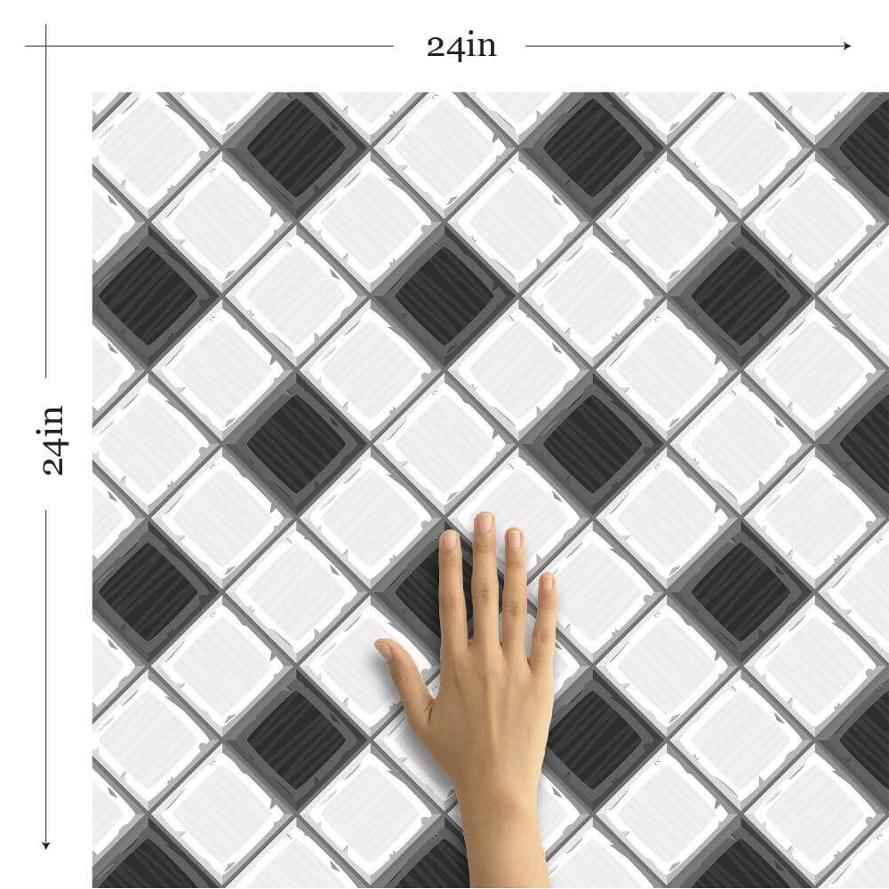 Charcoal Geometric Tile Adhesive Peel and Stick Removable Wallpaper 3914 - Self-Adhesive Wall Decal for Home Decor, Bedroom, Bathroom & Office