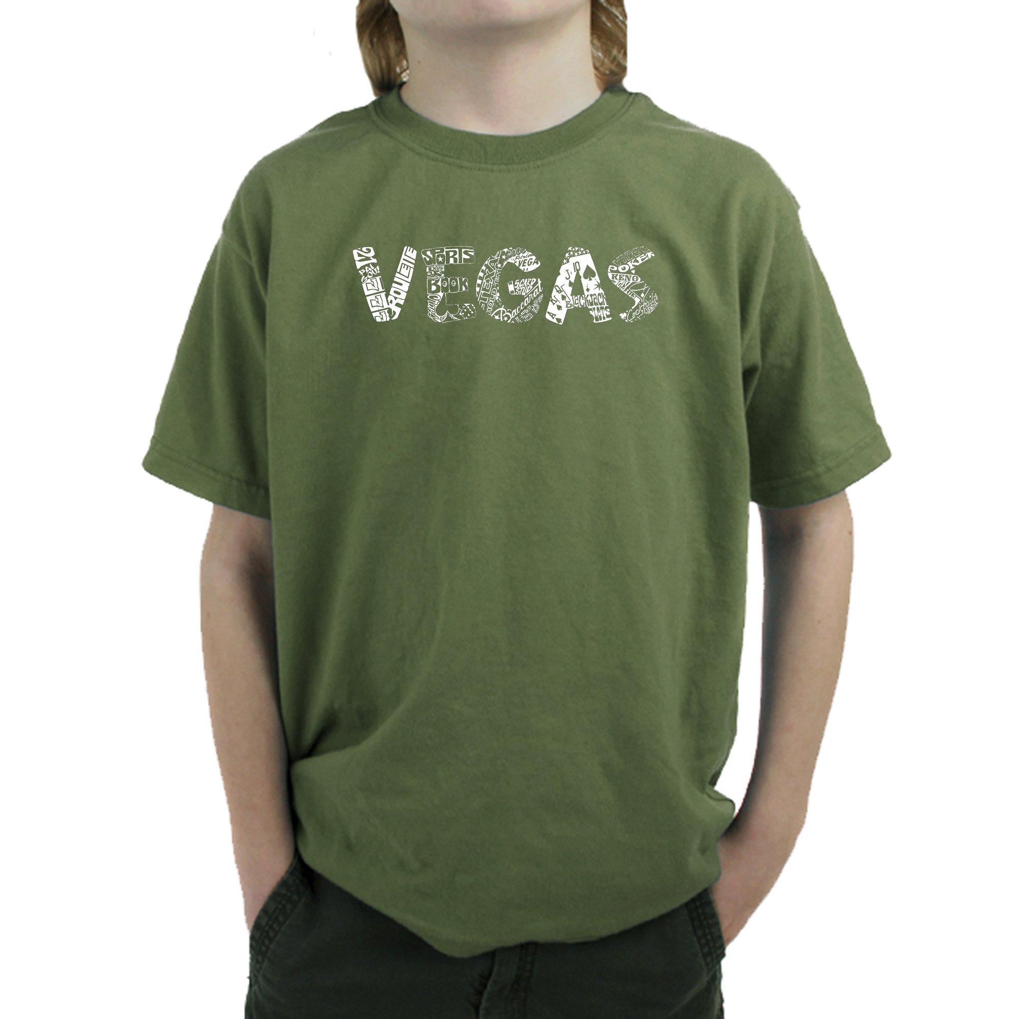 LA POP ART Boys Word Art Graphic T-Shirt - Cool Vegas Design for Casual Wear & Street Style