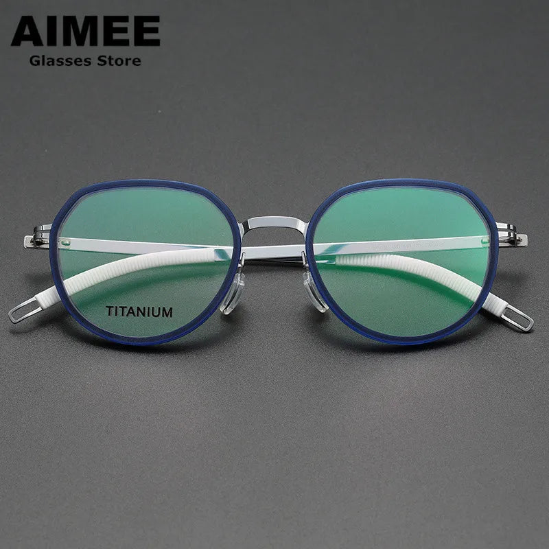 Aimee Unisex Full Rim Flat Top Oval Titanium Acetate Eyeglasses 60219 - Lightweight Durable Frame for Men & Women - Perfect for Reading, Work, and Everyday Use