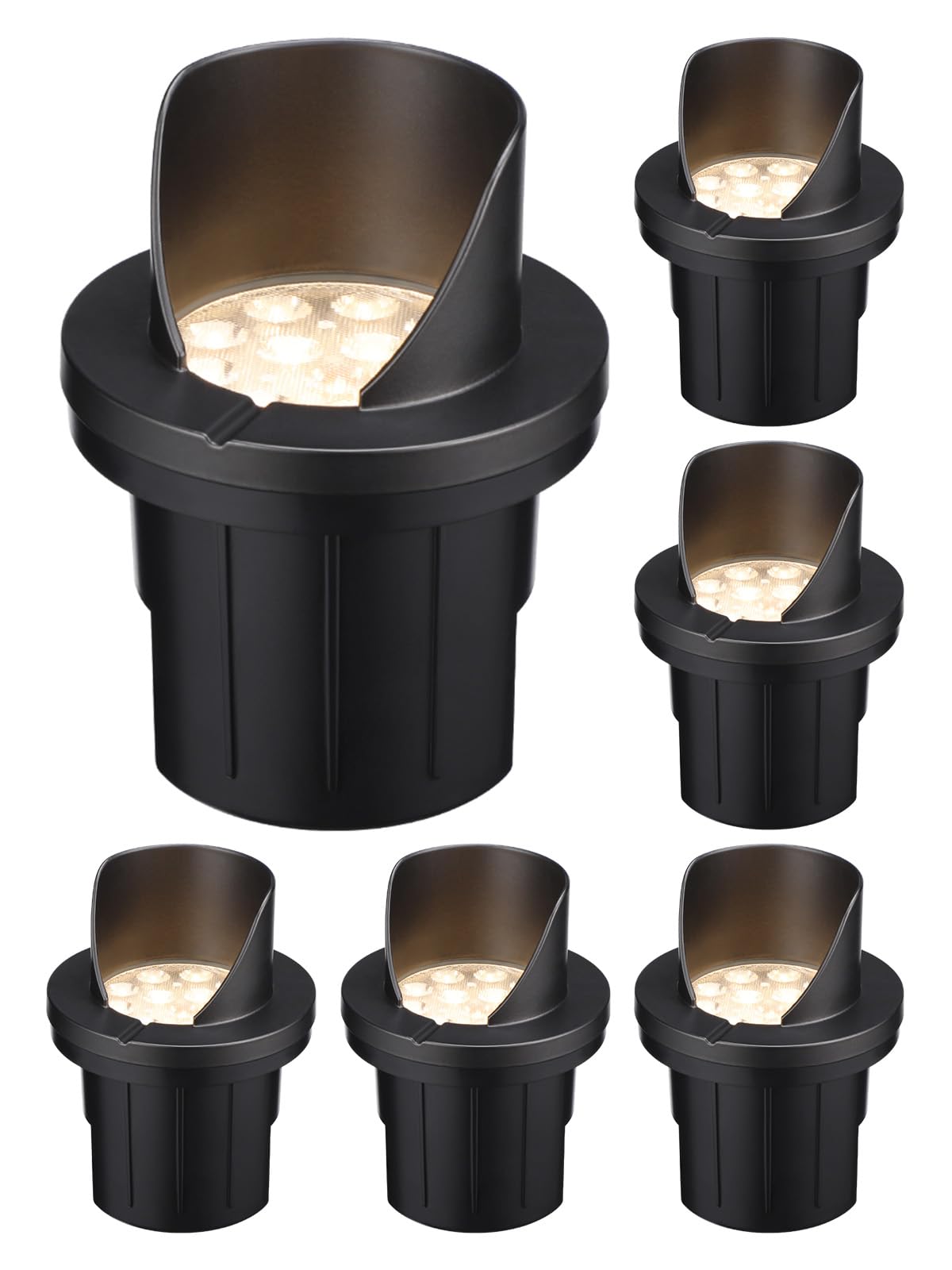 LEONLITE 6W LED Well Lights for Landscape Lighting - 3000K Warm White, IP67 Waterproof, ETL Listed, Pack of 6 - Perfect for Garden Paths, Driveways & Outdoor Accent Lighting