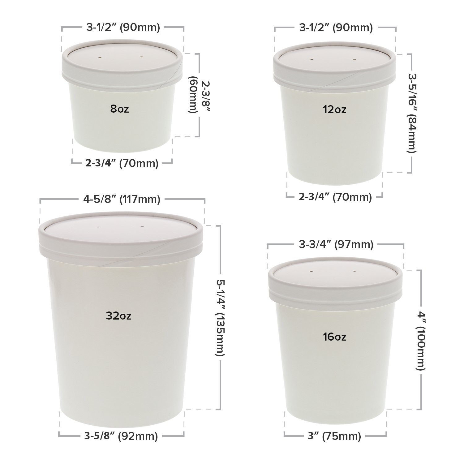 8 oz White Paper Food Containers with Lids - 250 Pack | Disposable Takeout Boxes for Restaurants, Catering & Meal Prep
