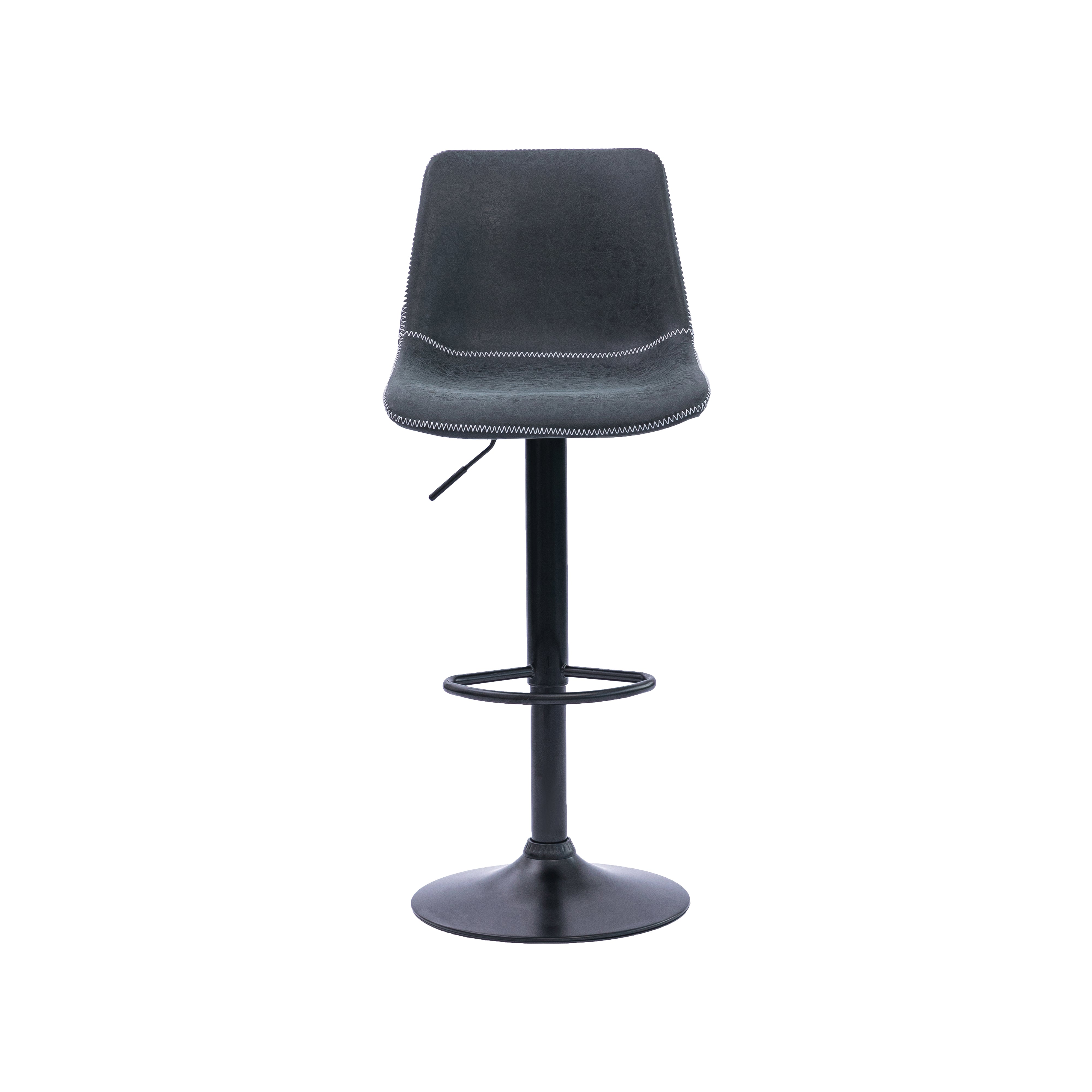 Urban Style Gary Bar Stools - Set of 2 Black PU Seat Gas Lift Height Adjustable Metal Barstools for Kitchen Island, Home Bar & Breakfast Nook