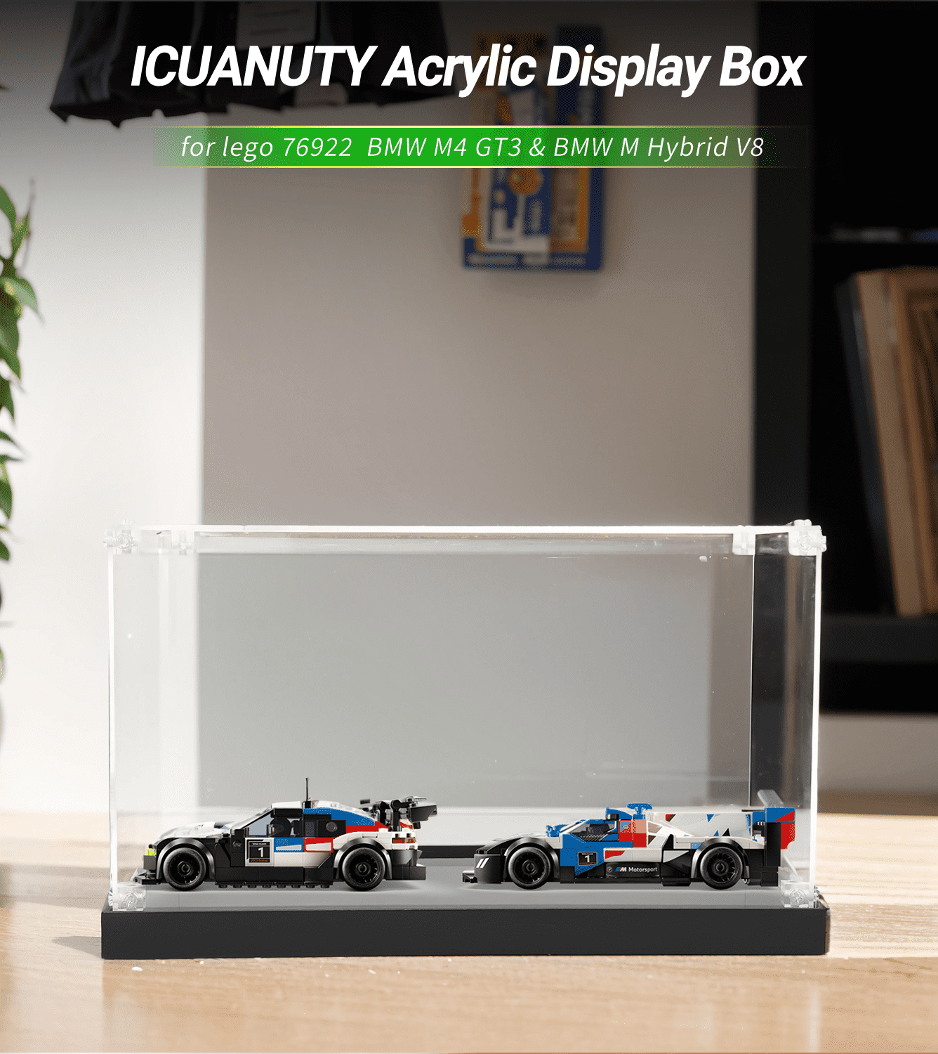 LEGO BMW M4 GT3 & BMW M Hybrid V8 76922 Display Case - Premium Acrylic Protector for Car Model Sets - Perfect for Showcase, Collection Protection & Home Decor
