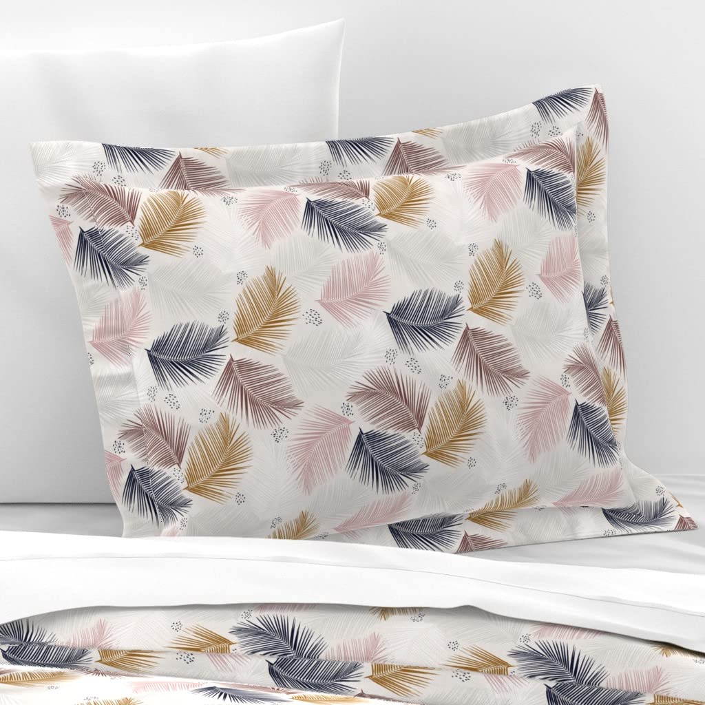 Custom Palm Leaf Boho Tropical Cotton Sateen Flanged Edge Sham - Standard Size Bohemian Nursery & Bedroom Decor | Perfect for Baby Rooms, Guest Bedrooms & Bohemian Home Styling