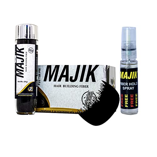 Majik 100 Human Hair Fiber for Thinning Hair - Covers Bald Spots for Men & Women (Brown, 54g) with Free 30ml Fiber Holding Spray & Comb - Natural-Looking Hair Thickener for Daily Use & Special Occasions