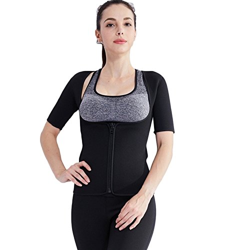 Valentina Slimming Sauna Shirt for Women - Push Up Fitness Top with Front Zipper & Heating Technology - Weight Loss Workout Shirt for Gym, Yoga & Home Exercise - Moisture Wicking & Breathable Design