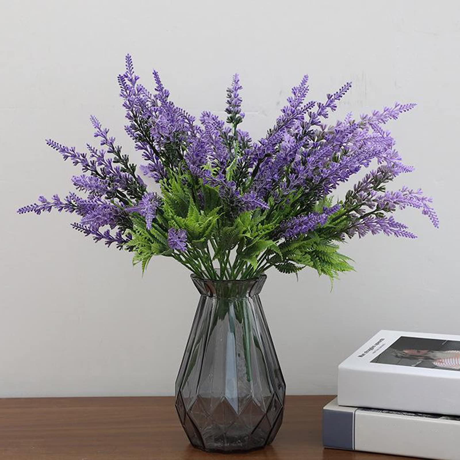 4Pcs Artificial Lavender Flowers Branches - 5 Forks Realistic Plastic Blossom Bouquet, Long Stem Faux Lavender for Home Decor, Wedding Centerpieces, Spring Party & Outdoor Decoration | Perfect for Table Arrangements, DIY Crafts, and Farmhouse Style Decor