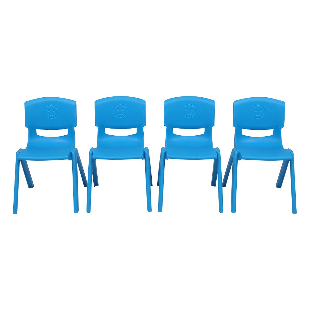 MengK 4-Piece Light Blue Plastic Folding Chairs with Backrest - Perfect for Outdoor Picnics, Camping, Beach Parties and Indoor Events