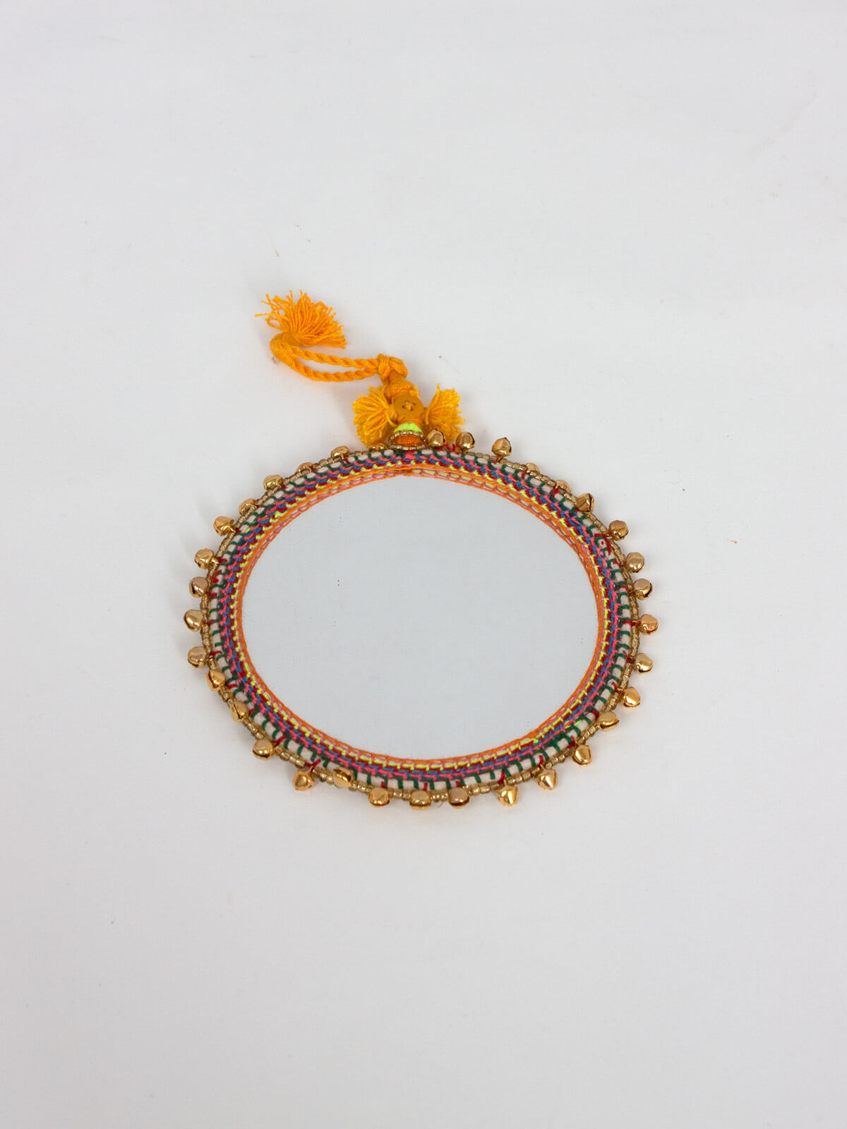 Boho Beaded Wall Mirror with Gold Frame - Handmade Decorative Mirror for Bedroom, Living Room & Boho Home Decor