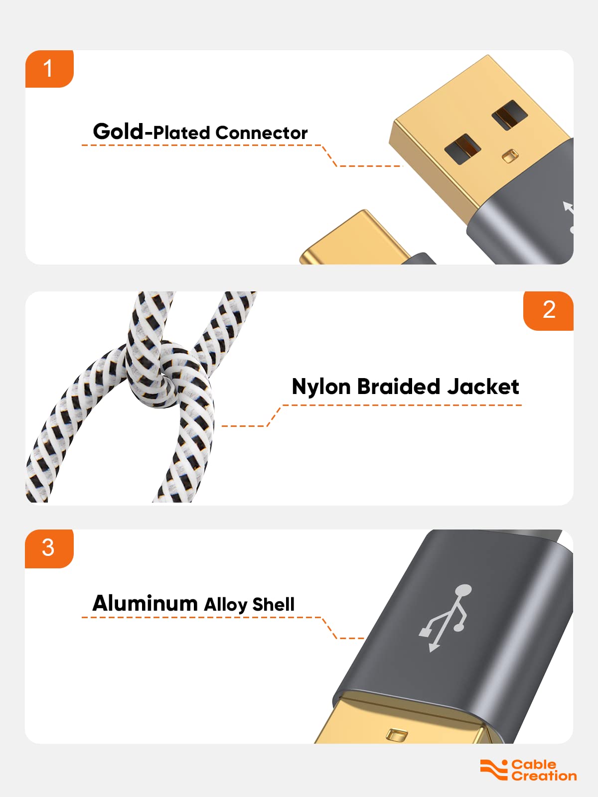CableCreation 4FT USB Type C to USB A Fast Charging Cable 3A 480Mbps Data Sync - Compatible with MacBook Air, Chromebook, Pixel, Galaxy S22/S21/S10 - Gray 1.2m - Perfect for Home, Office & Travel Charging