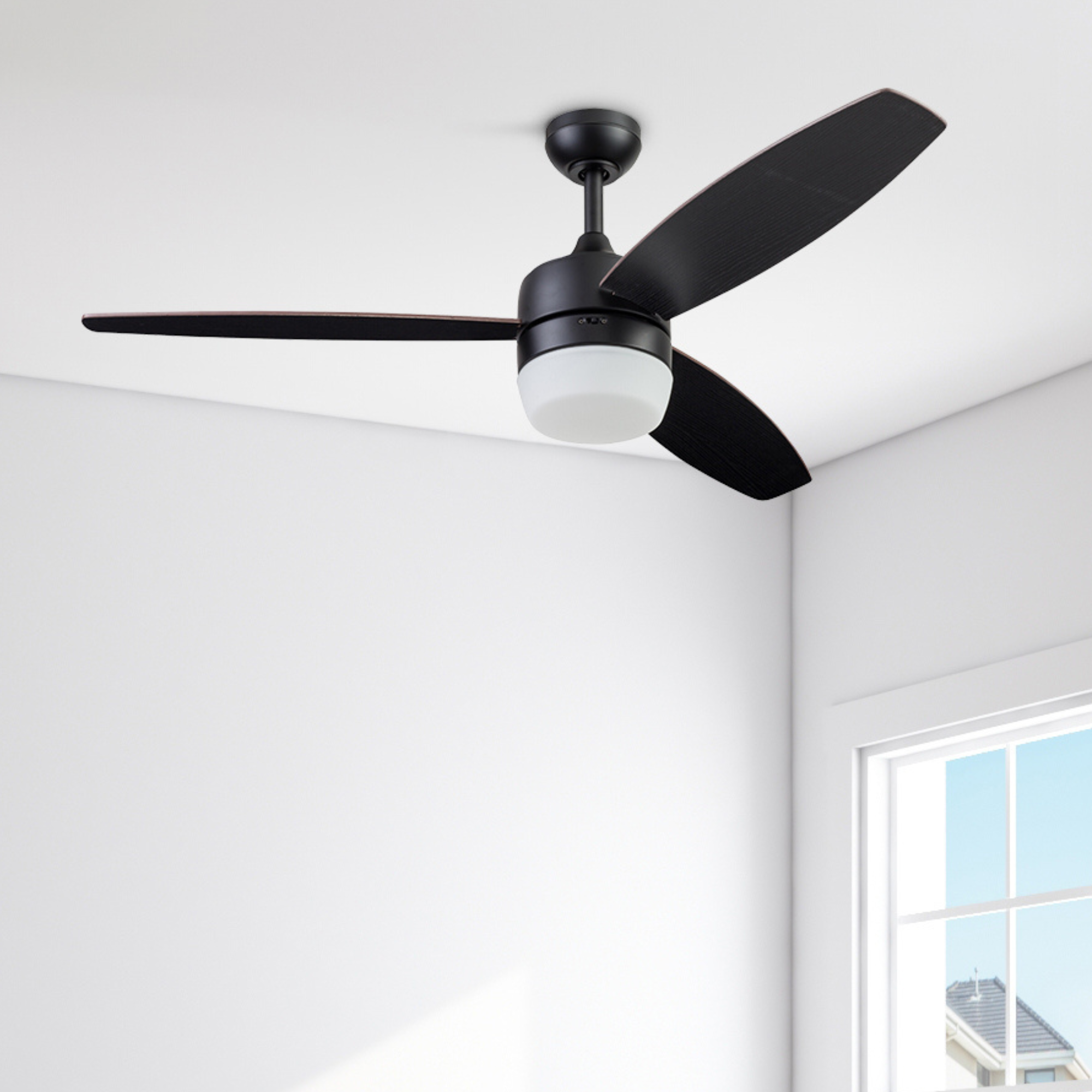 52 Inch Smart Ceiling Fan with Remote Control - Matte Black Finish - Quiet Operation, Energy Efficient - Perfect for Living Room, Bedroom, and Office Spaces