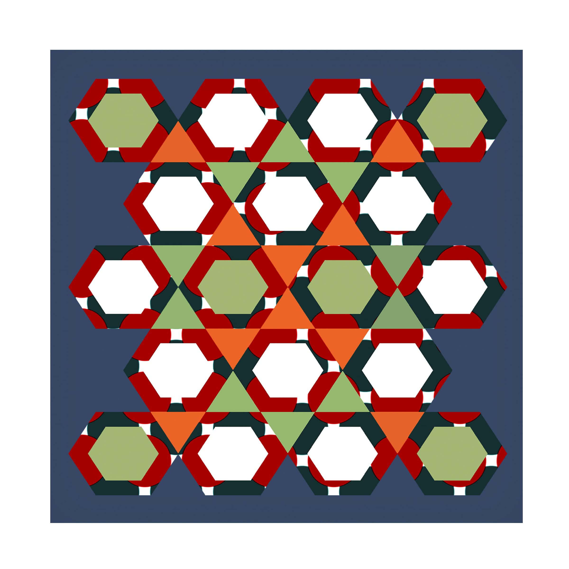 Hexagon Pattern 9 Abstract Canvas Wall Art by Richard Homawoo - Modern Geometric Home Decor for Living Room, Bedroom & Office