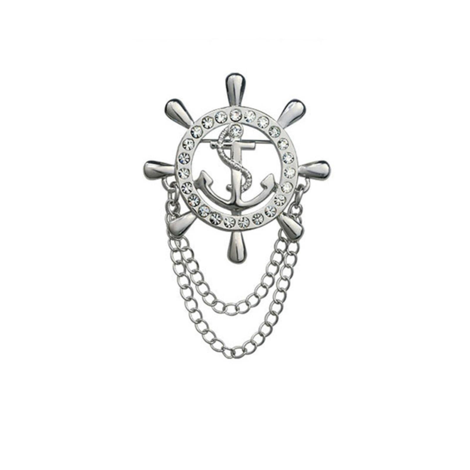Golden Anchor Brooch for Men - Elegant Lapel Pin for Suits & Blazers - Vintage Nautical Boutonniere Badge - Perfect for Weddings, Prom & Formal Events