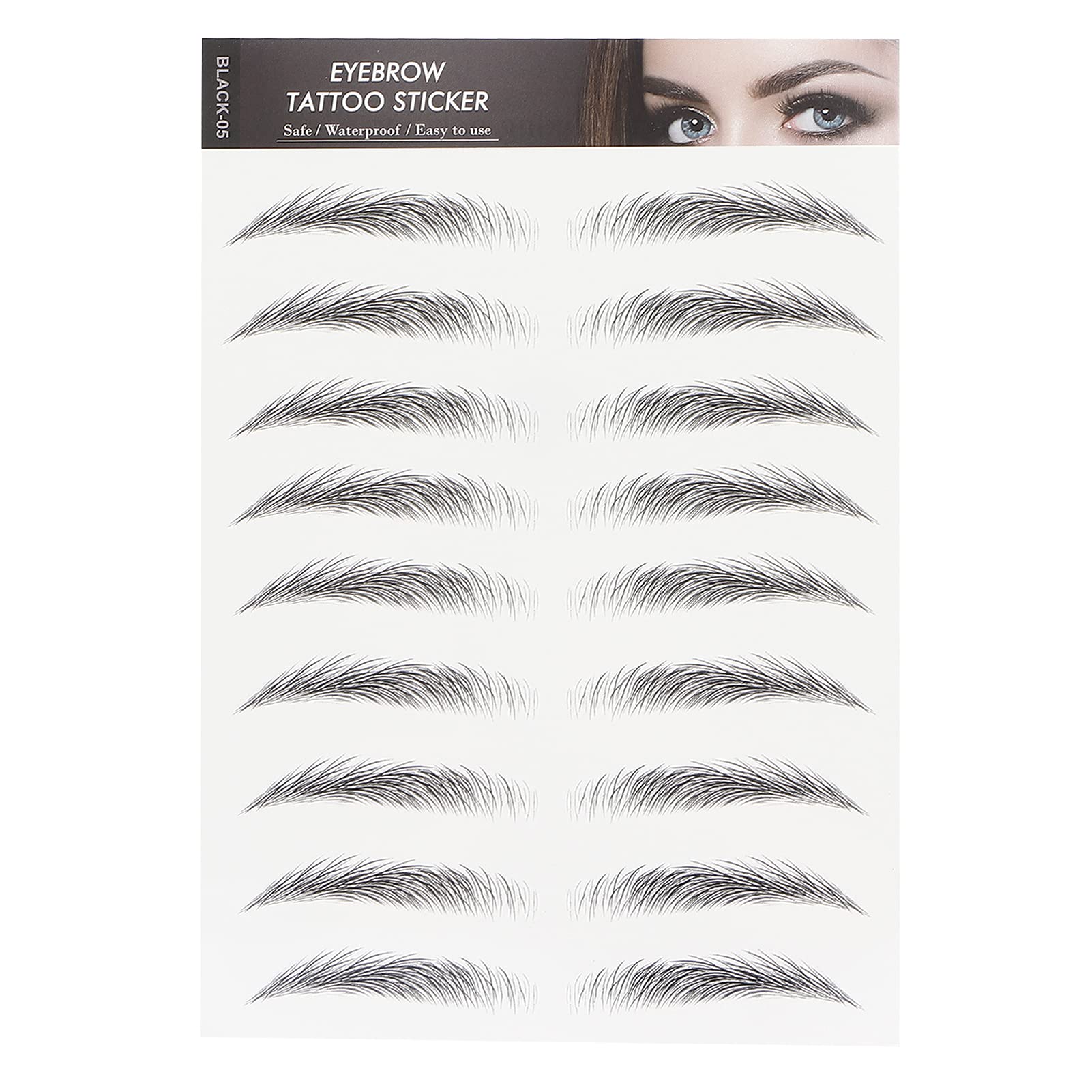 Long Lasting Eyebrow Tattoo Stickers - Waterproof & Smudge-Proof Temporary Eyebrow Transfers for Women (Black-05) | Perfect for Daily Makeup, Cosplay, and Special Occasions