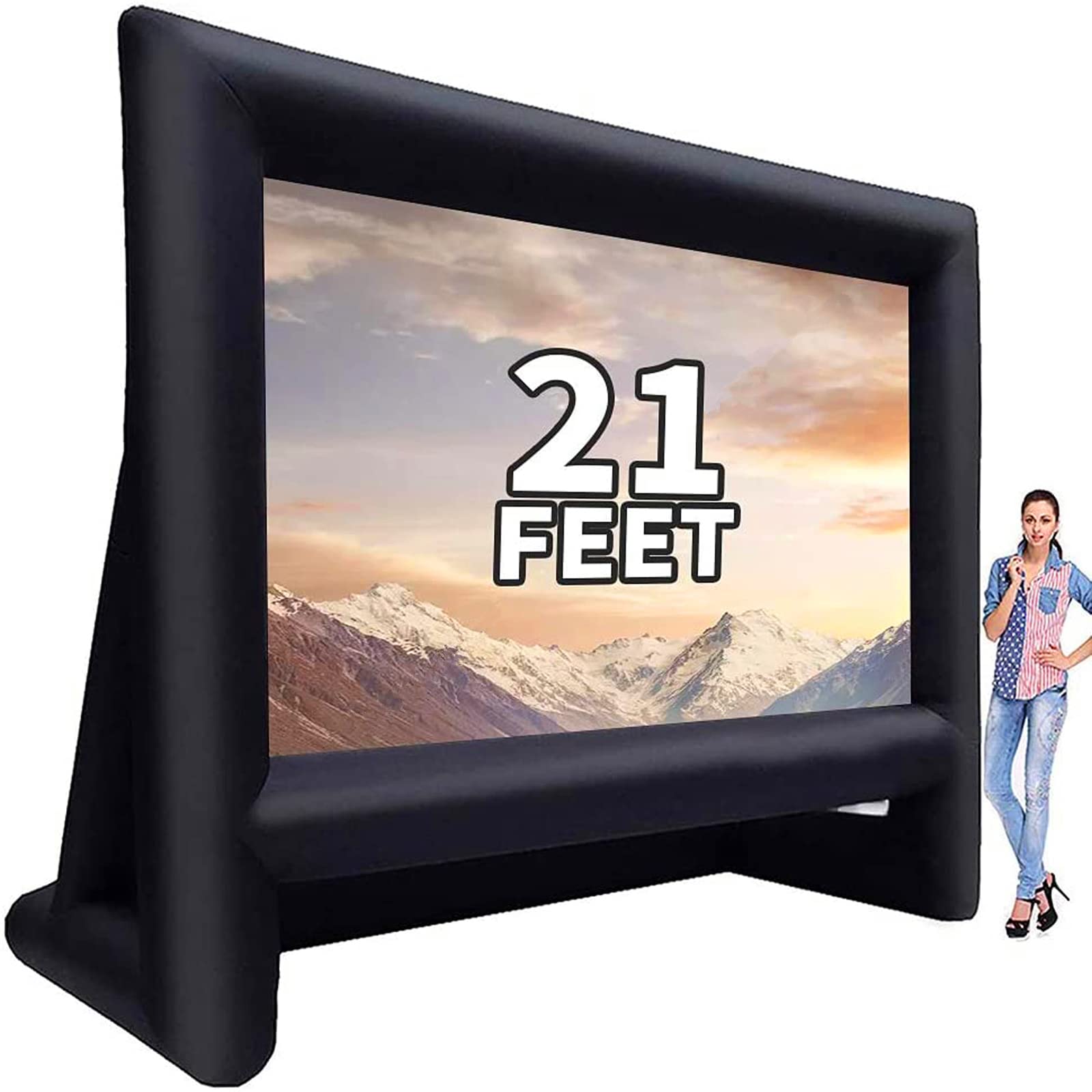 21ft Inflatable Outdoor Movie Screen - Portable Projection Screen for Home Theater, Backyard & Camping | Front/Rear Viewing | Includes Blower for Indoor & Outdoor Use | Perfect for Movie Nights, Parties & Events