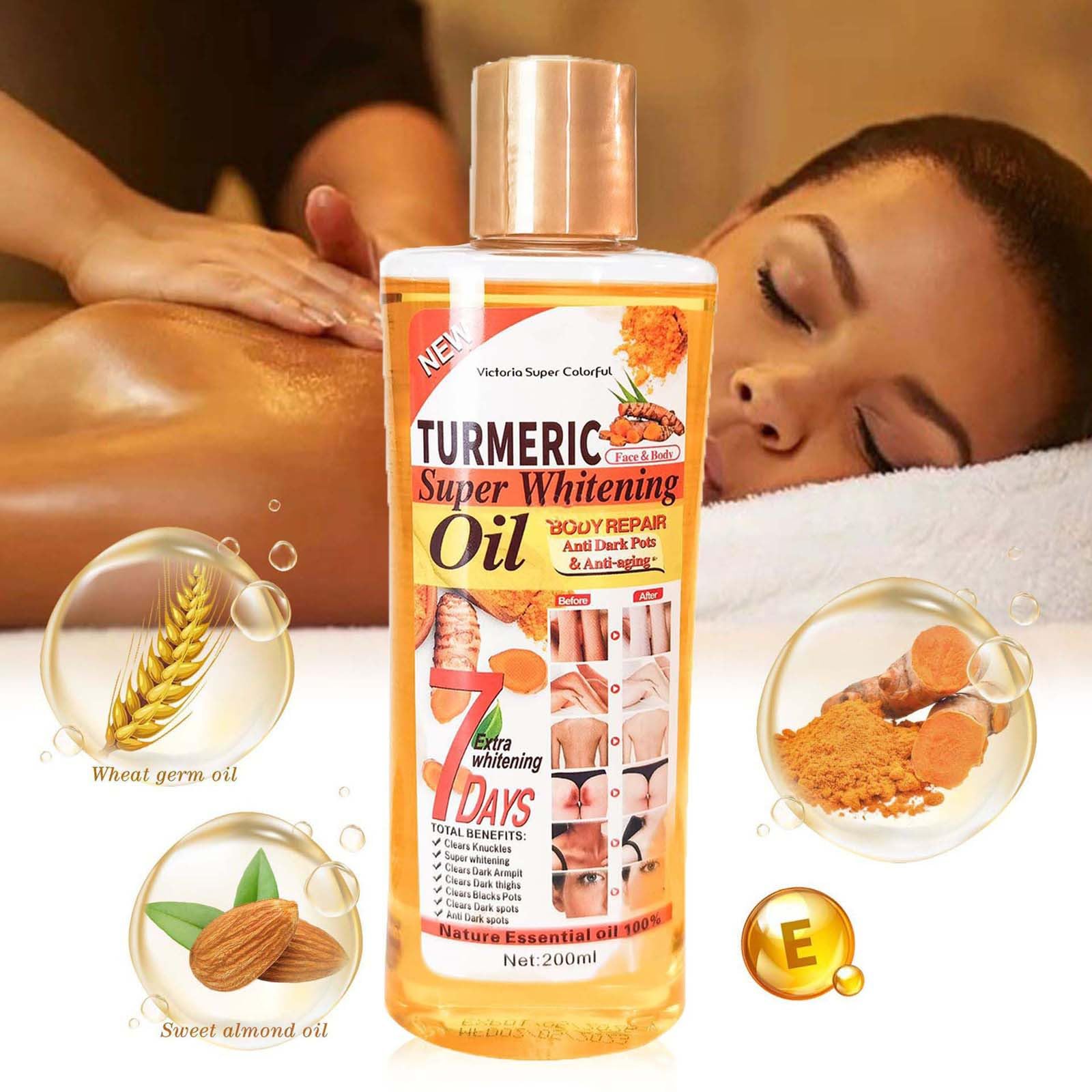 **Soft 7 Turmeric & Honey Oil for Face & Body – Natural, Fast-Absorbing, Non-Greasy Moisturizer for Dry & Rough Skin – Hydrates & Softens Skin – Perfect for Daily Skincare & Massage (2-Pack, 200ml)**