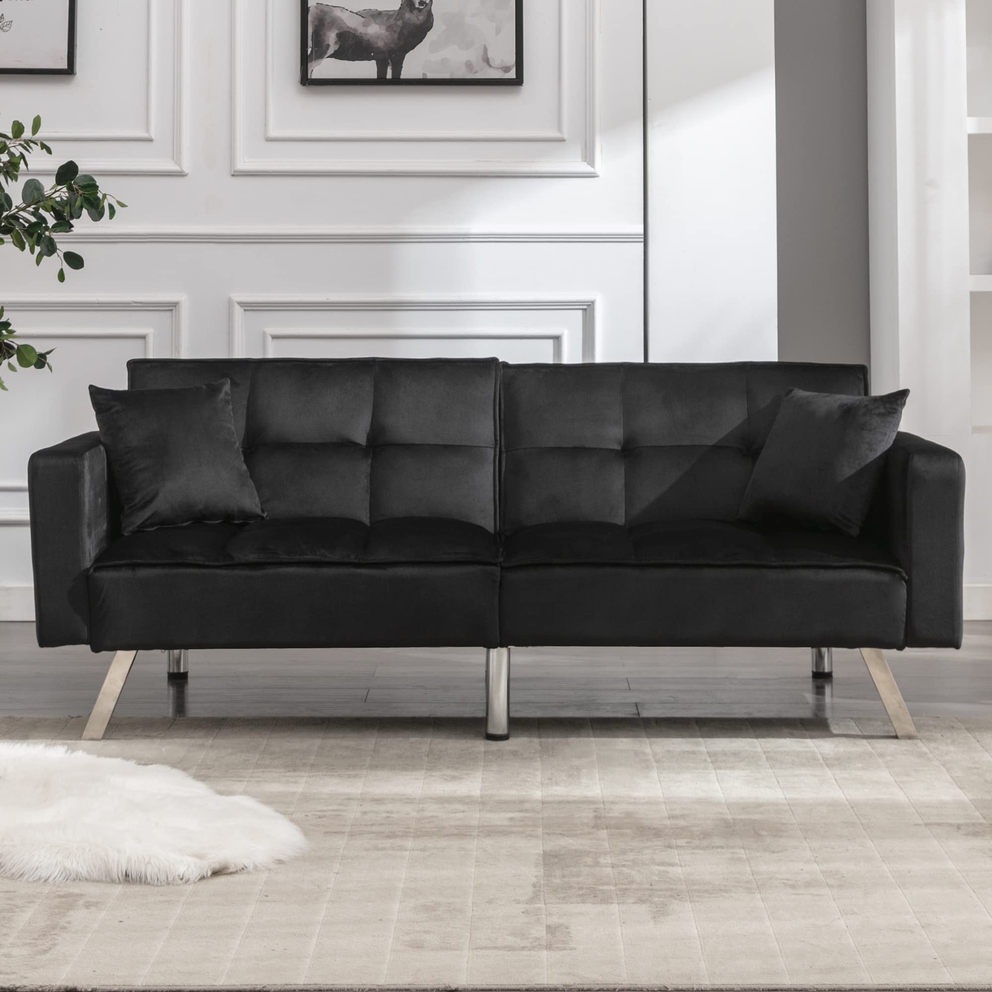 Civama Velvet Convertible Futon Sofa Bed - 76