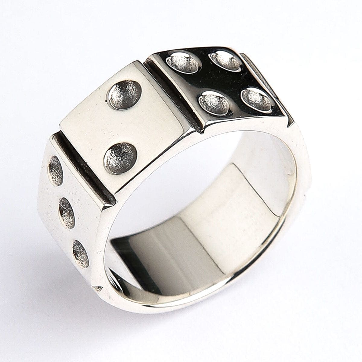 Sterling Silver Men's Band Ring - Classic Dice Design for Stylish Everyday Wear | Perfect for Gifts, Weddings, and Casual Fashion