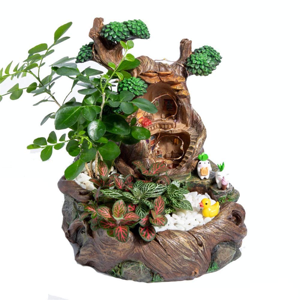LIUSHI Fairy Garden Statue Planter Pot for Succulents & Flowers - Sweet House Holiday Decoration for Home Garden, Lawn, Pathway | Perfect for Outdoor Decor, Fairy Garden Displays & Seasonal Landscaping