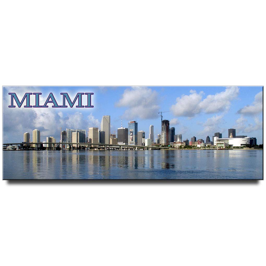 Miami Skyline Panoramic Fridge Magnet - Florida Travel Souvenir Gift - Perfect for Refrigerators, Offices & Travel Memories