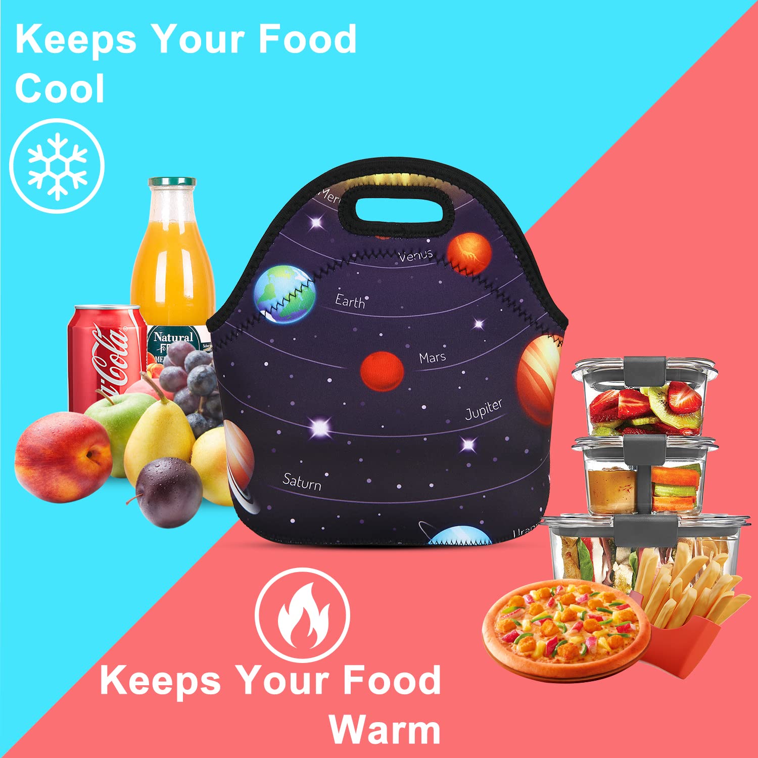 Violet Mist Neoprene Insulated Lunch Bag - Waterproof Reusable Lunch Tote for Women & Men - Perfect for Work, School, Picnics & Outdoor Activities - Great Christmas Gift & Thanksgiving Present