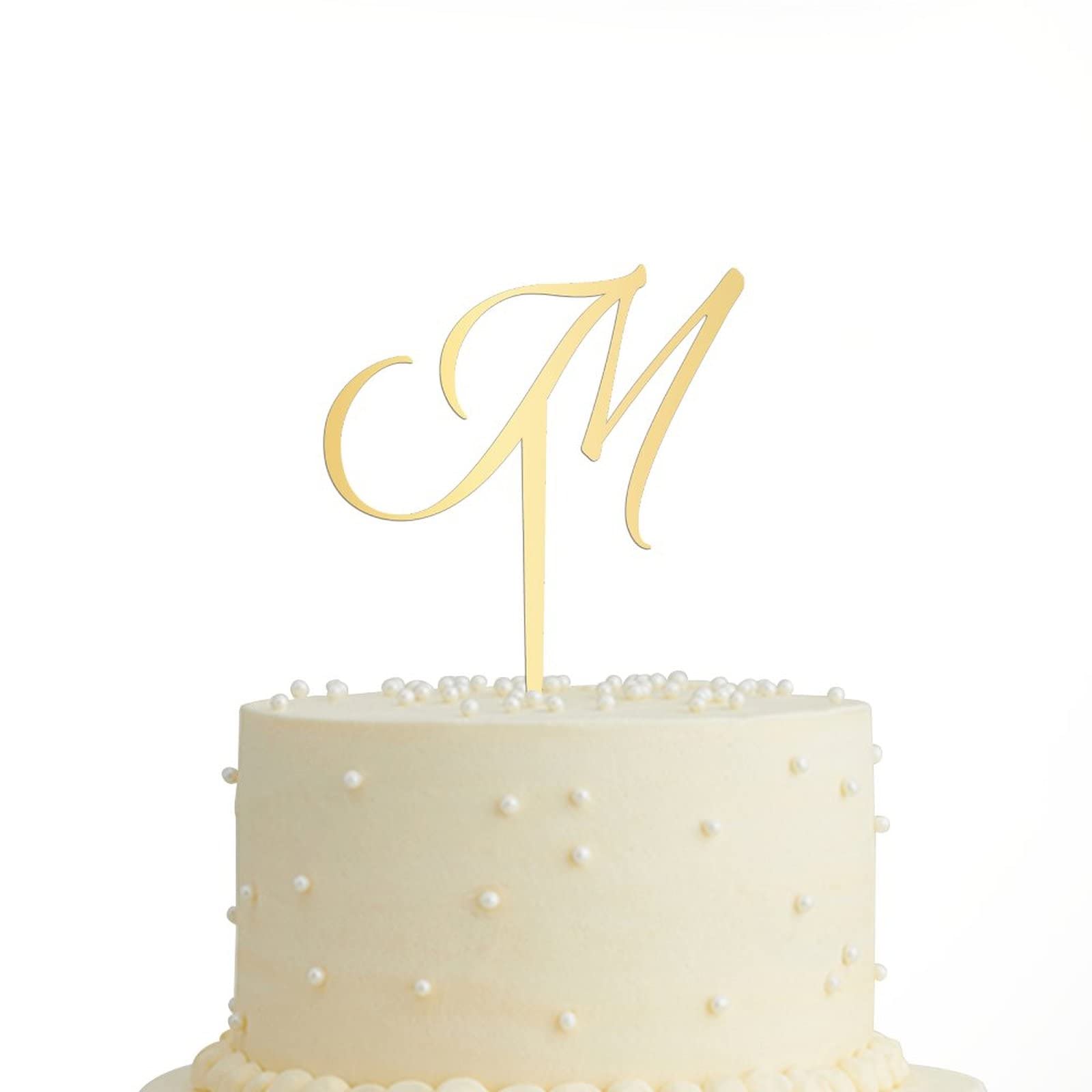 Personalized Acrylic Glitter Gold Letter M Cake Topper - Rustic Wedding, Anniversary, Engagement Party Decor - Custom Initials for Cakes, Cupcakes & Desserts - Perfect for Celebrations & Special Occasions