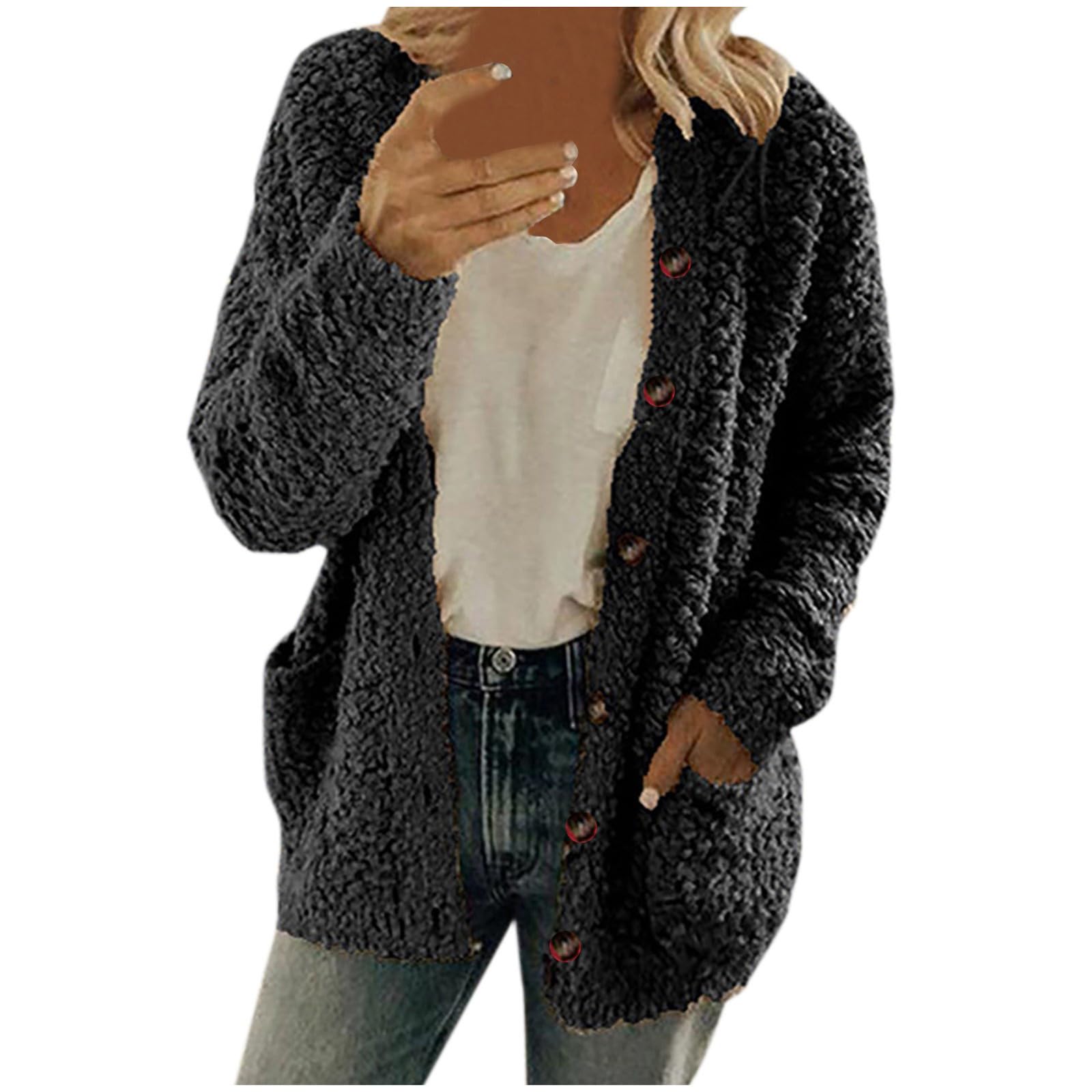 Women's Winter Fleece Jacket 2024 - Soft Fuzzy Sherpa Cardigan with Open Front, Warm Cozy Casual Coat for Cold Weather | Perfect for Outdoor Activities, Daily Wear & Winter Fashion